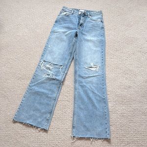 Zara high rise wide leg distressed jeans size 4